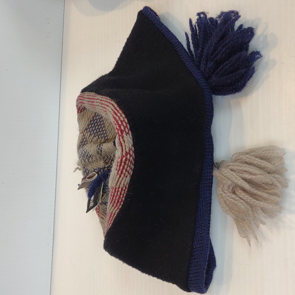 EMS Wool Geo Design Greek Key Tassel Ear Covering Fleece Inner Headband Beanie - Picture 7 of 14